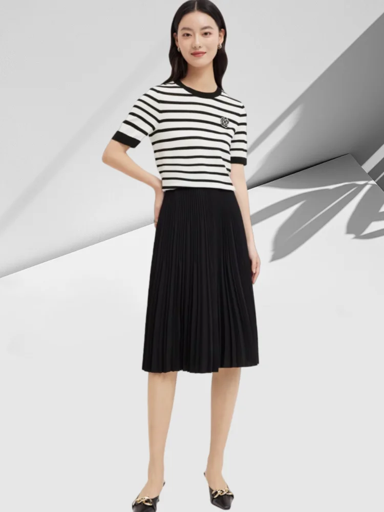 

KOSIN Star Fla Series Женский трикотаж в полоску из ледяного шелка ort Sve Белая футболка Casual Ele Sle Summer Faion