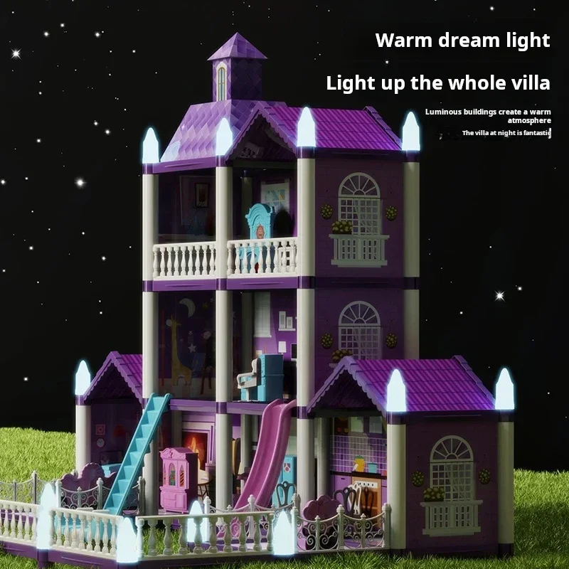 

Large Doll House Assembly Villa House 3D Diy Dream Princess Castle Villa Assembly Doll House Set Toy Girl Pretend Family Toy