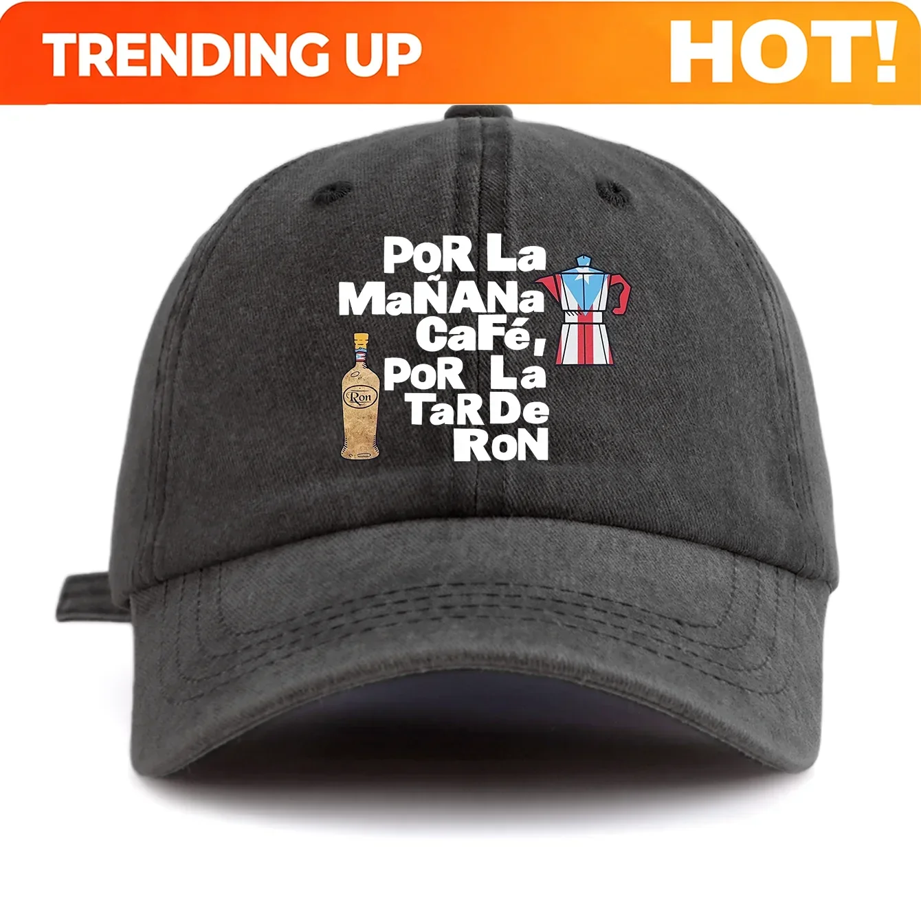 Customization 1pc Coffee Alcohol Print Washed Baseball Cap For Adults, Minimalist Retro Style Casual Soft Adjustable Dad Hat, P