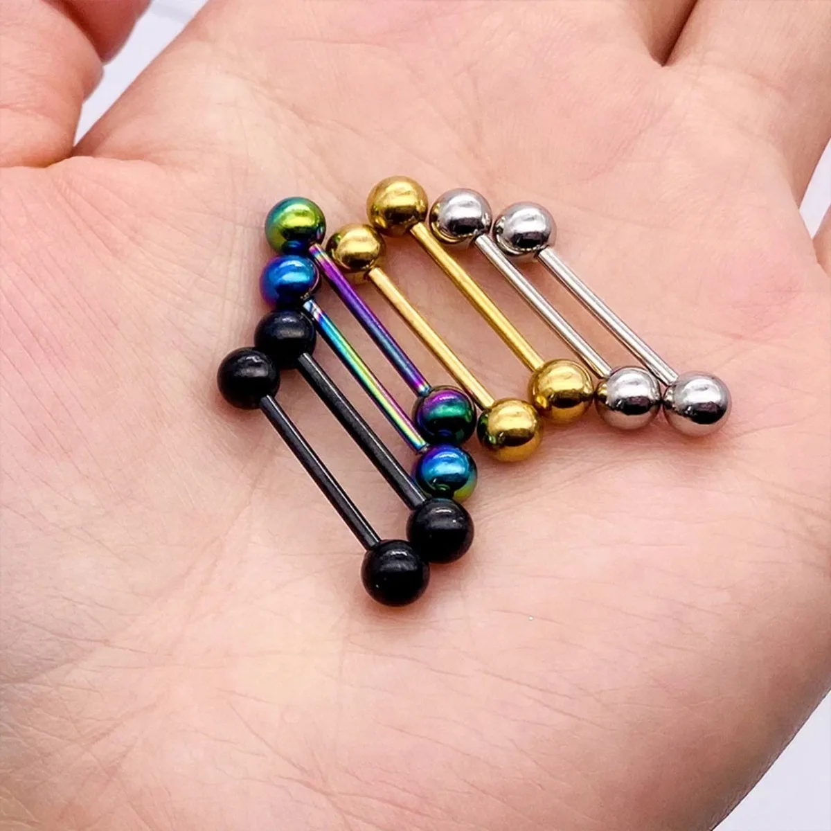 Surgical Steel Ear Cartilage Piercing Anodizing Industrial Barbell Earring Orelha Bar Tongue Barbell Body Piercing Jewelry