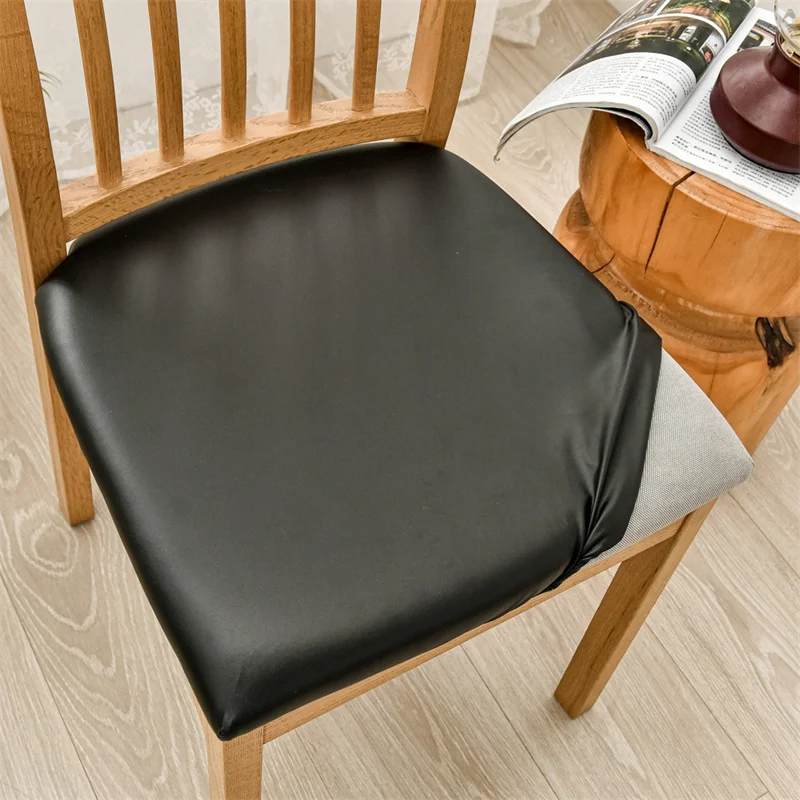 Wasserdichter Stuhlkissenbezug für Küche, Esszimmer, Ledersitzbezug, Esszimmerstuhl-Sitzkissenbezug, einfarbig – Detail 11