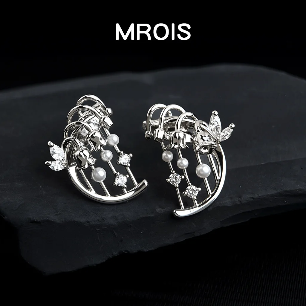 Original Lily of the Valley Harp Thick Plated Real Platinum Color Retaining Zircon Catwalk Fashion Premium Earrings Factory Earr