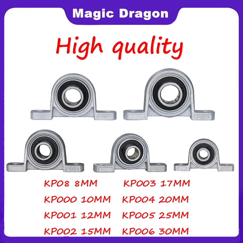 4/10Pcs Zinc Alloy Diameter 8mm 10mm 12mm 17mm Bore Ball Bearing Pillow Block Mounted Support KP08 KP000 KP001 Kp003 Kp005 Kp006