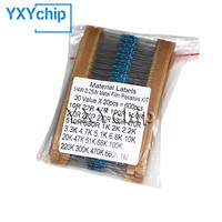 1/4W Metal Film Resistor kit set 30 Values resistors pack , 10 ohm ~1M Resistance 1% Set of resistors diy electronic components