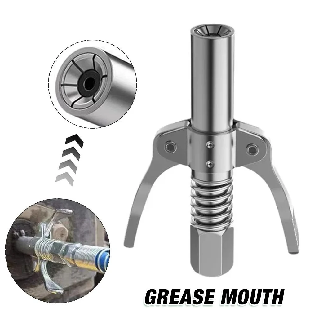 Double Handle Grease Nozzle High Pressure Leakproof Grease Coupler Stainless Steel Smooth Sliding NPT1/8 Adapter Heavy Duty