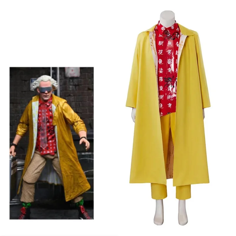 

Movie Back to thg Future Dr. Emmett Brown Cosplay Costume Men Suit Full Set Halloween Party Outfits