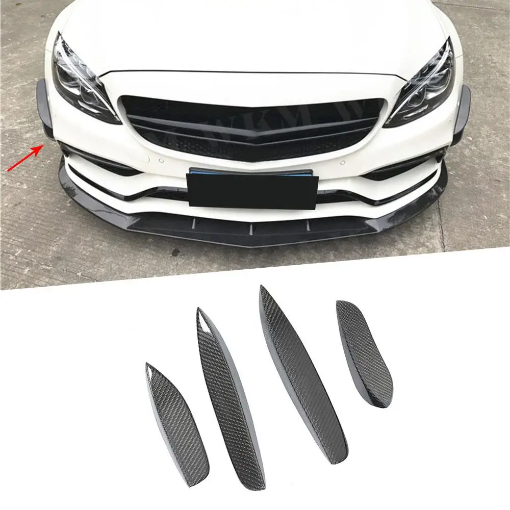 

Carbon Fiber Front Bumper Side Spoiler Fins Trims Winglet for Mercedes Benz C Class C200 250 300 C63 For AMG 2015 -2022 FRP