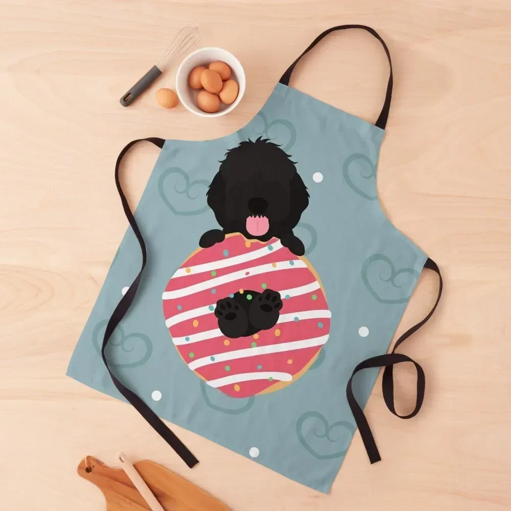 Love Black Cockapoo Cavapoo Cavoodle Dog and Donut Apron Novelties Kitchen And Home For Men Women's Apron