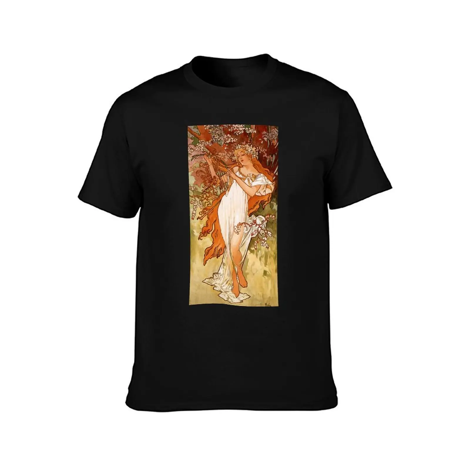 Vintage Alphonse Mucha - Spring 1896 Art Nouveau T-Shirt man t shirts cotton T-Shirt