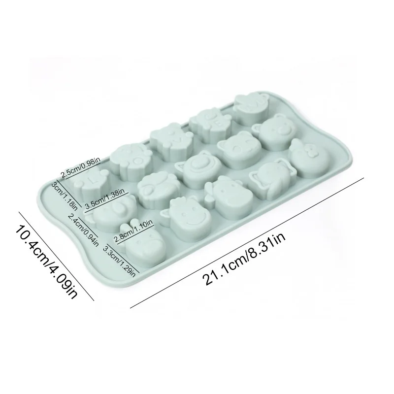 15 شبكة قالب من السيليكون للخبز الكرتون الشوكولاته البسكويت قالب الحيوان آيس كيوب صينية لتقوم بها بنفسك أداة زخرفة الكعكة قطاعات الكب كيك