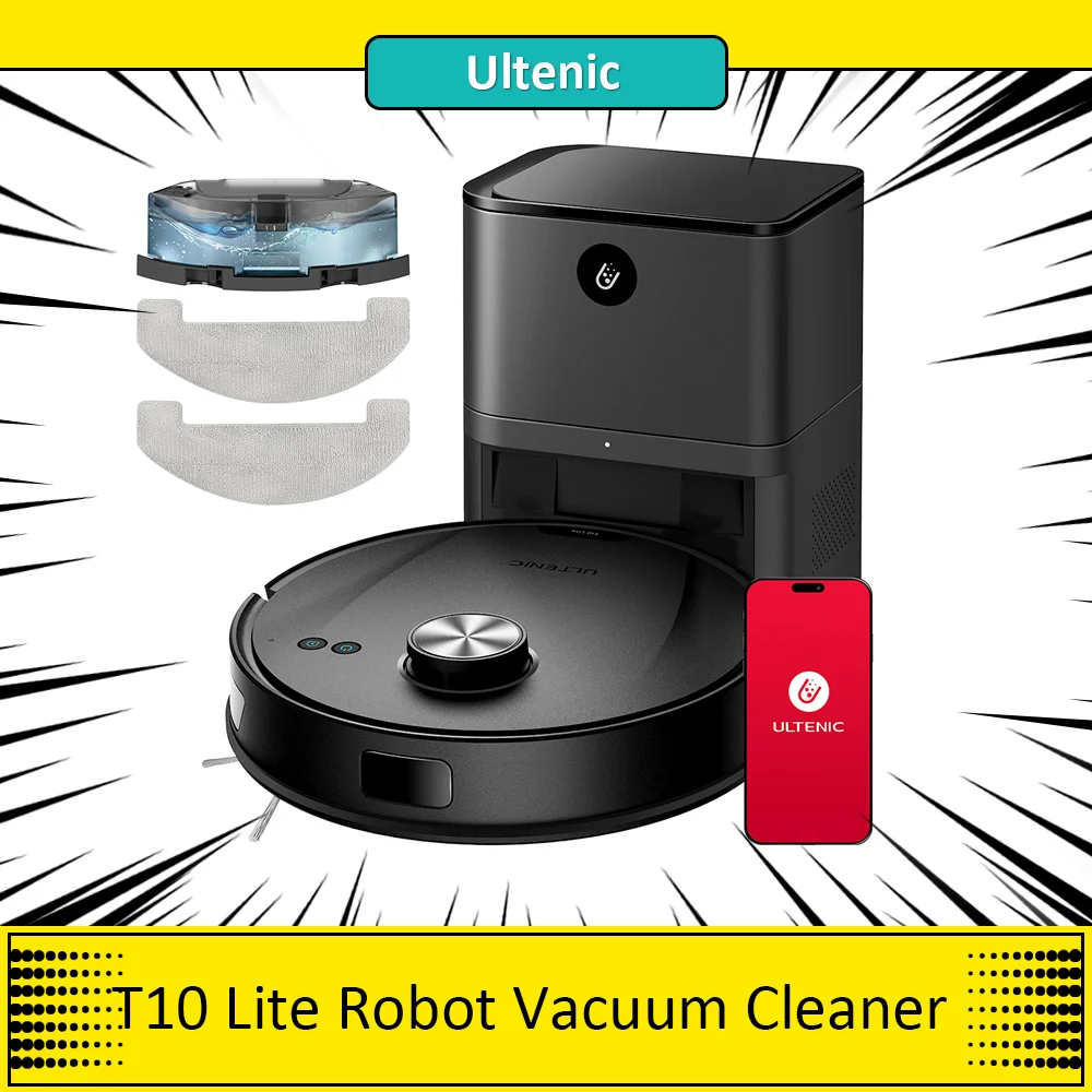 Ultenic T10 Lite Robot Vacuum Cleaner with LiDAR Navigation, 4500Pa Suction, Self-empty, Matrix Clean, Up to 180min Runtime