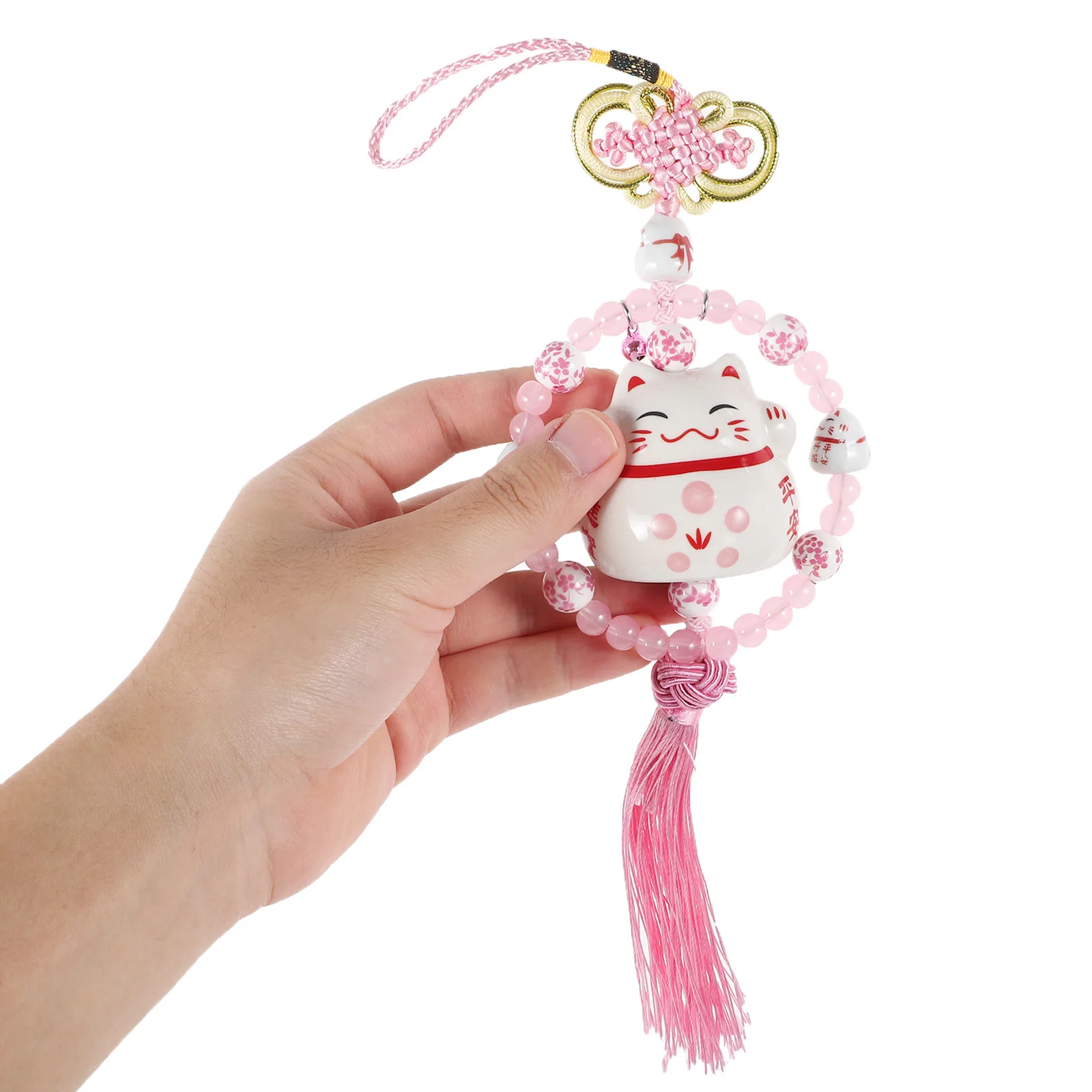 

Car Hanging Ornament with Cute Cat Design Ceramic Rear View Mirror Decoration Lucky Symbol Car Accessories for Women Drivers