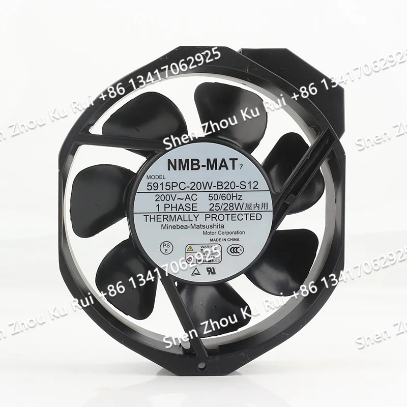 Cooling Fan 5915PC-20W-B20-S12 New Original NMB 220V 230V AC 200V 25/28W DC EC 17238 172X150X38MM 17CM All-metal heat-resistant