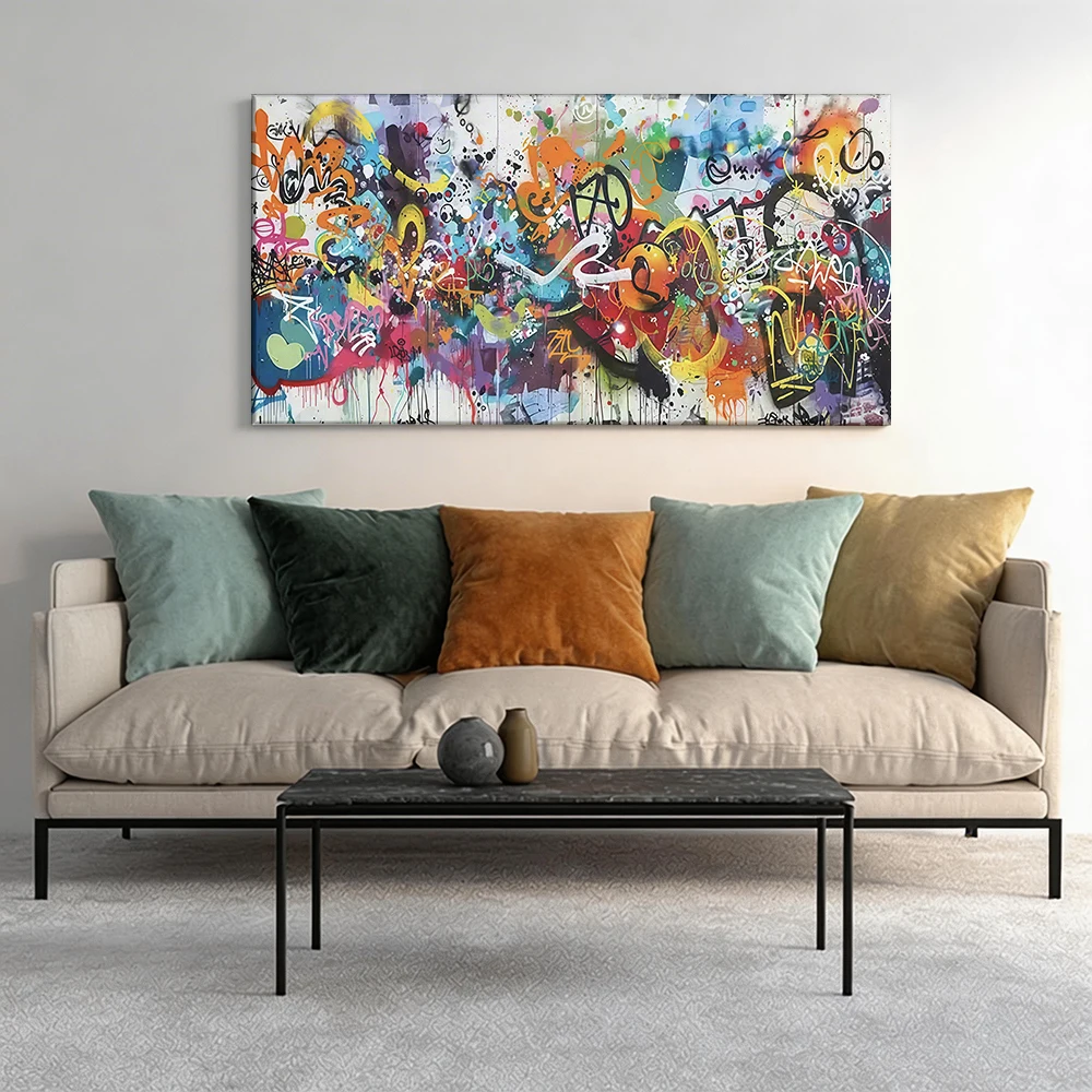 

2D flat printing 1pcUrban Graffiti Style Aesthetic Large-sized canvas painting, for corridor and bedroom decoration
