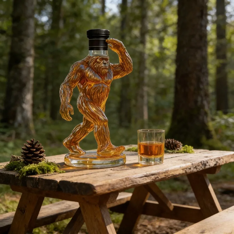 Funny Bigfoot Crown Whiskey Decanter, Novelty Glass Liquor Bottle for Home Bar & Gifting view 4