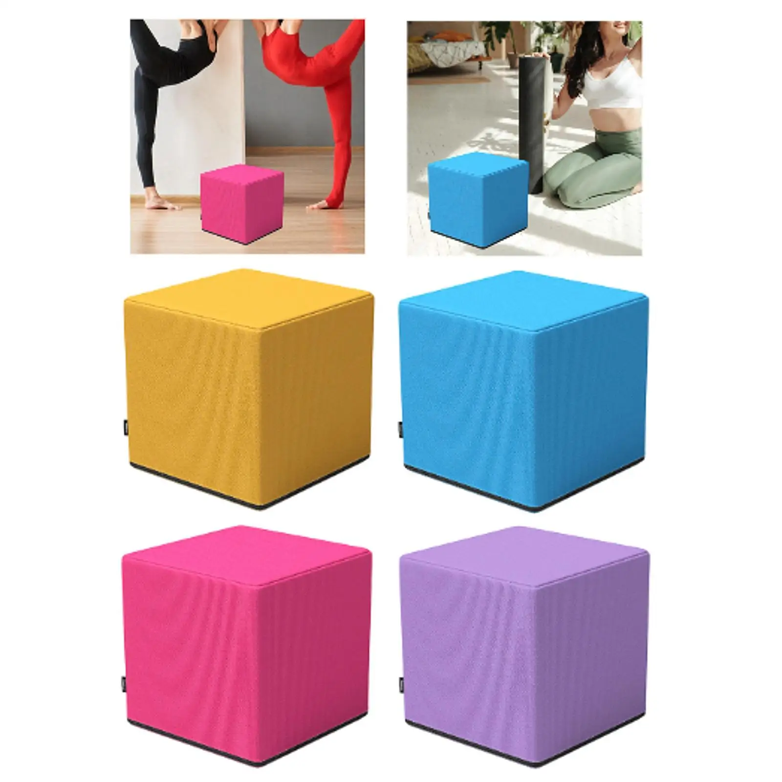 Non Slip Yoga Block Square Exercise Brick Supportive Seat for Dance Pilates Stretching Training at Home