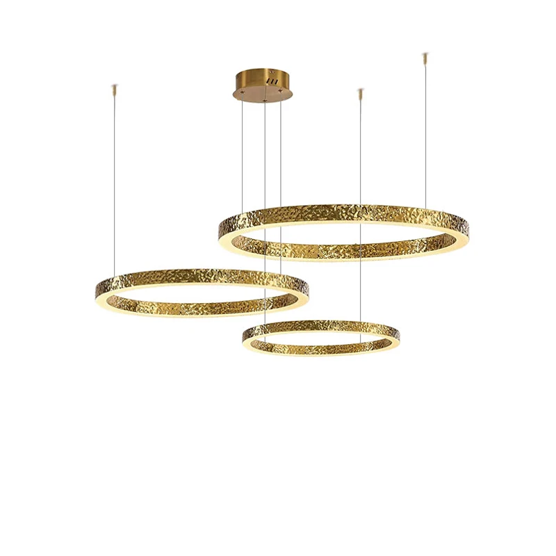 2024 Trendy Gold Chrome Copper Ring LED Chandelier Lighting Suspension Luminaire Lampen Hanging Lamp Lustre For Living Room