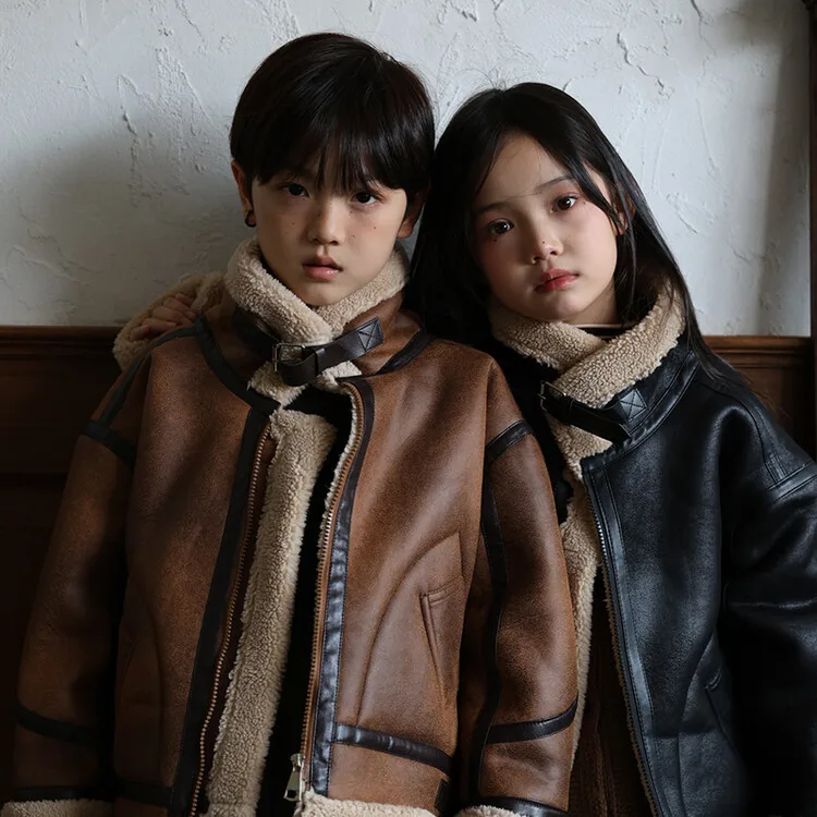 

Children's fur jacket for autumn and winter, children's fur jacket for girls, winter fur integrated with thick velvet
