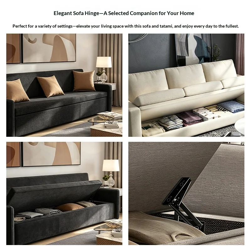 (1 Pair) Cold-Rolled Steel Shoe Bench Hinge Storage Box Detachable Hidden Hinge Storage Cabinet Spring Foldable Sofa Hinge