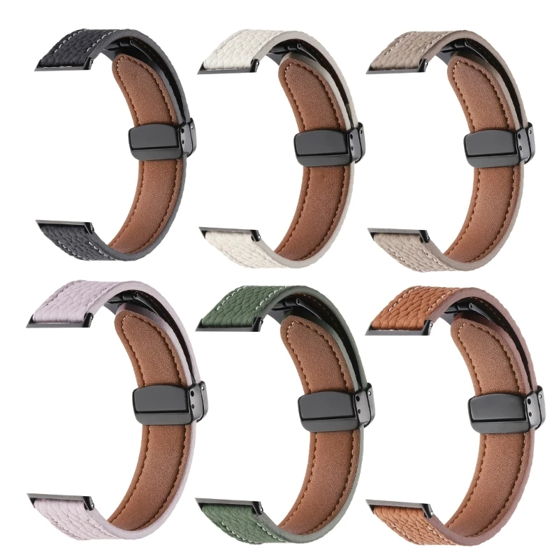 Easy Clean Leather Bracelet Ventilated Leather Watchband 122+90mm for Fit 3 P8DC