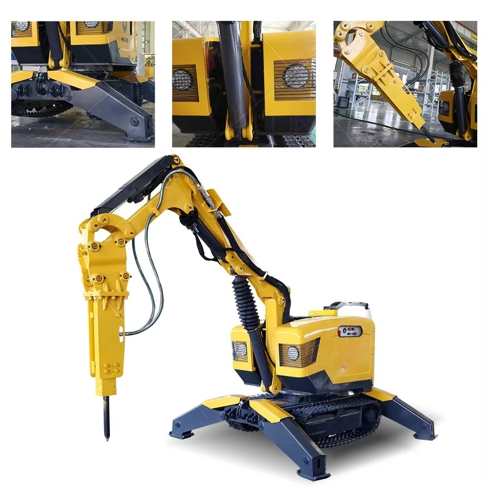 Electric Radio Remote Control Tracked Demolition Robot Hydraulic Concrete Breaker With Outriggers And Camera System