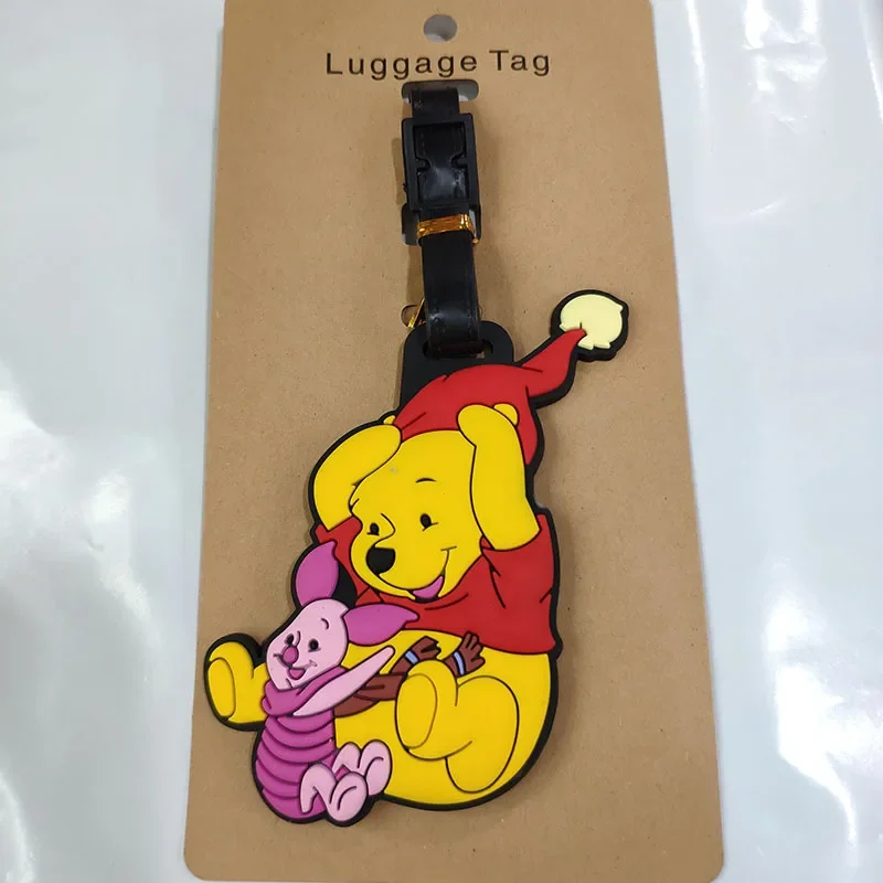 น่ารัก Disney Anime Winnie Pooh แท็กกระเป๋าเดินทางกระเป๋าเดินทาง ID ที่อยู่ผู้ถือ Baggage Boarding Tags แบบพกพาป้าย