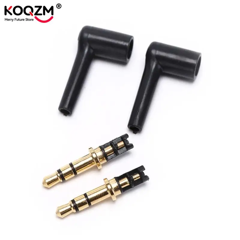 2pcs/lot 90 Degrees 3.5mm Stereo Headset Plug Jack 3 4 Pole 3.5 Gold Plated Black Audio Plugs Jack Adaptor Connector