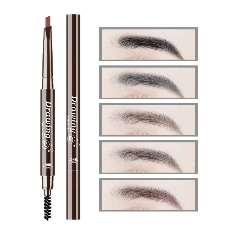 1Pc DNM 5-color Option Double-head Triangular Eyebrow Pencil With One Eyebrow Brush Naturally Easy To Color And Draw Brow Pencil