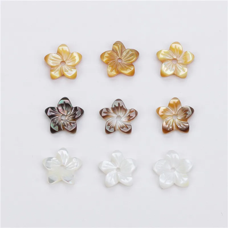 Natural Pearl Shell Flower Carved High Quality Mother oF Pearl Shell Flower Charms for DIY Jewelry Making Accessories Decor.