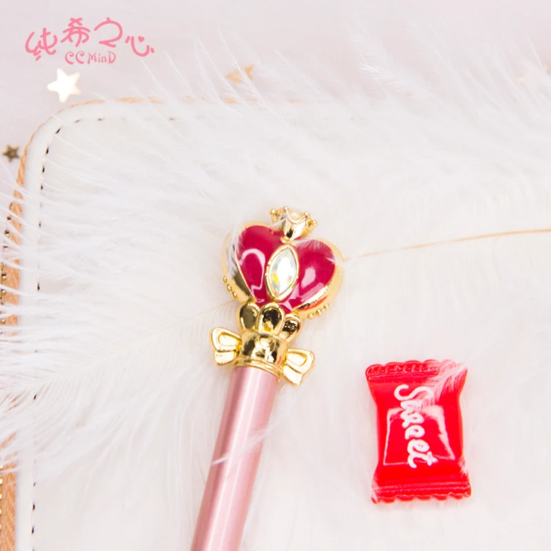 Sailor Moon Spiral Heart Moon Stick Ballpoint Pen Full Metal Body Girly Heart Magic Pen Love Writing Pen view 4