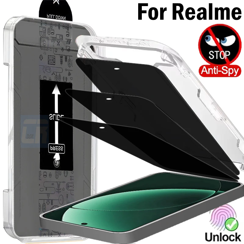 

1-3 шт. маслофобное покрытие, пылезащитное стекло для разблокировки конфиденциальности для Realme GT8 Pro GT7, защитная пленка для экрана, комплект для простая установки