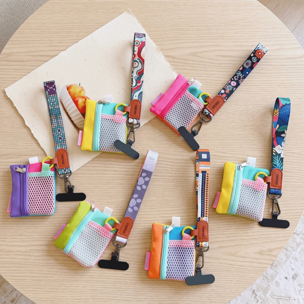 Coin Wallet With Wrist Strap Earphone Bag Zipper Closure Portable Mini Zipper Bag Compact Design Hand Strap Mini Key Bag Travel