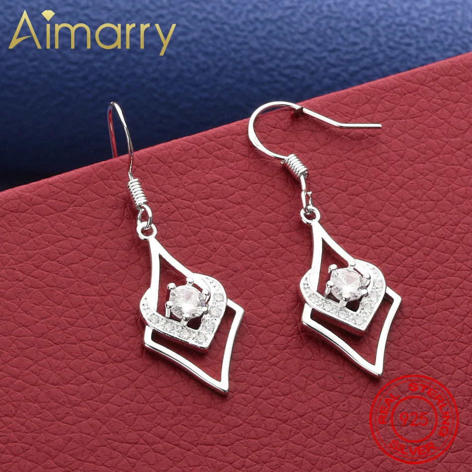

New 925 Sterling Silver Zircon Drop Earrings for Elegant Women Jewelry All-match Crystal Mother's Day Gifts