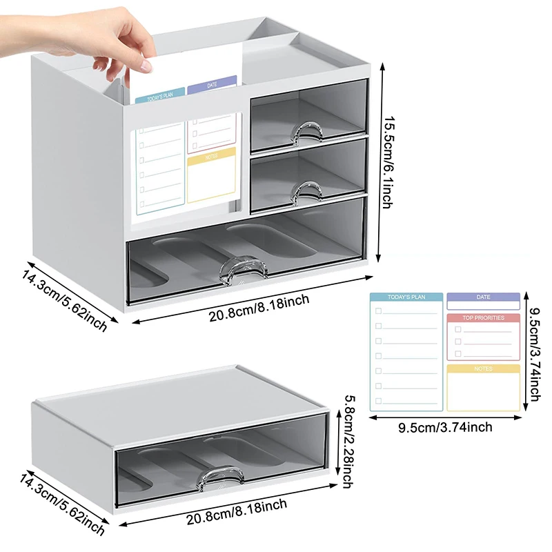 Desktop Storage Box Storage Office Student Dormitory Divided Pen Holder Transparent Drawer Multi functional Combination Overlay