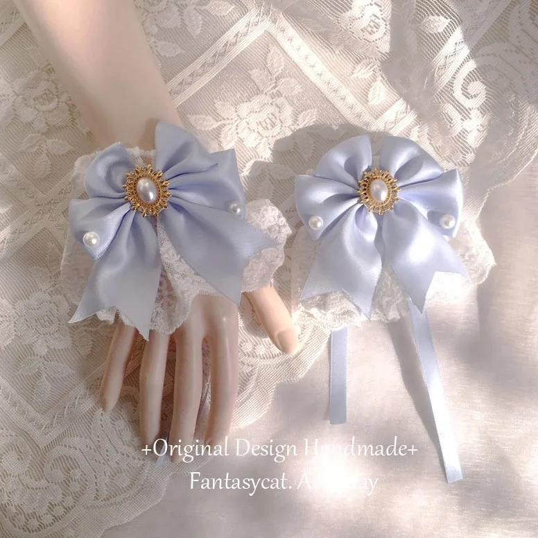 Original Lolita Generating Color Lace Hand Sleeve Women's Summer Bow Bracelet Cute Big Lace Sweet Hand Sleeve Soft Girl