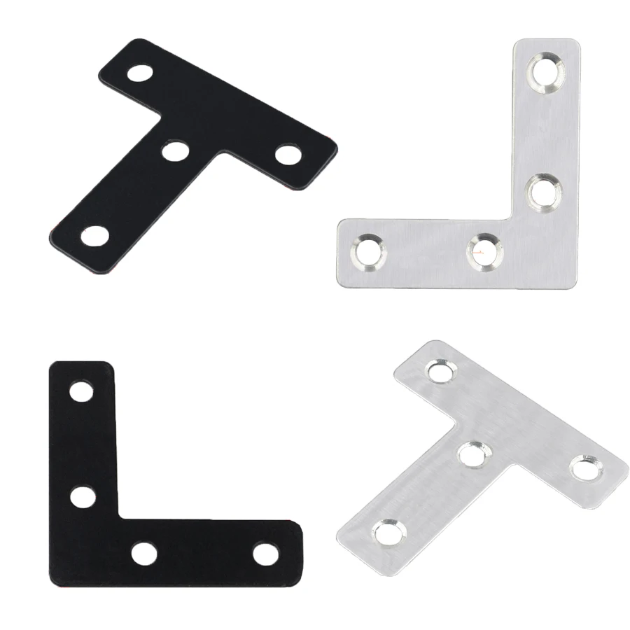 

5pcs stainless steel corners, T-L corner brackets, black silver wardrobe accessories, 1.97 x 1.97 inches, furniture hardware