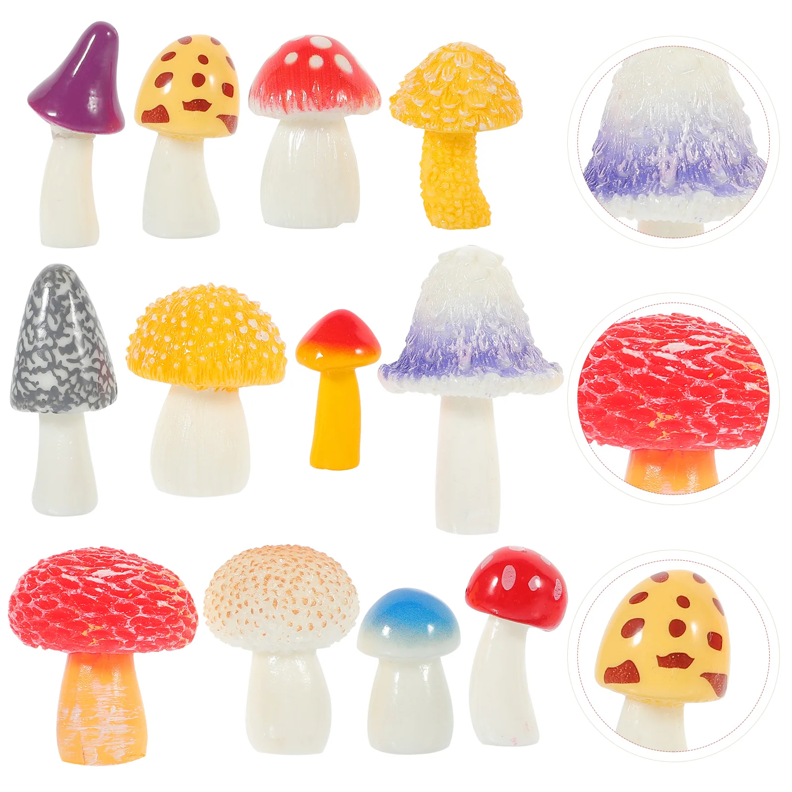 12 Pcs Micro Landscape Mushroom House Decorations for Home Mushrooms Miniature Moss Statue Resin Table Garden