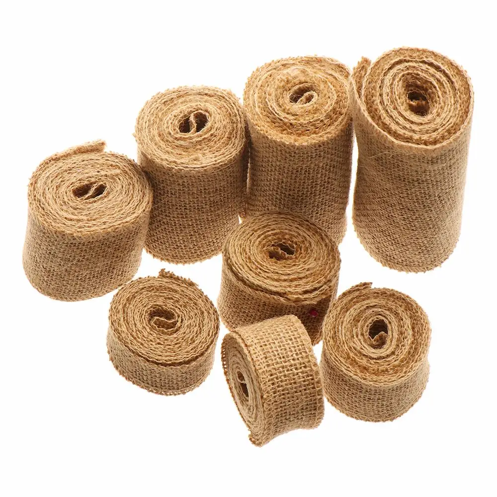 1 Roll 2M Natural Color Home Decor Party Supplies Wedding Decoration Bag Wrapping Jute Burlap Ribbon Gift Packing