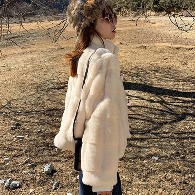  Fashion Faux Fur Coat Mink Fur Teddy Coat Warm Jacket for Women Fur Coats for Women Winterwear Solid Women's Winter Jacket