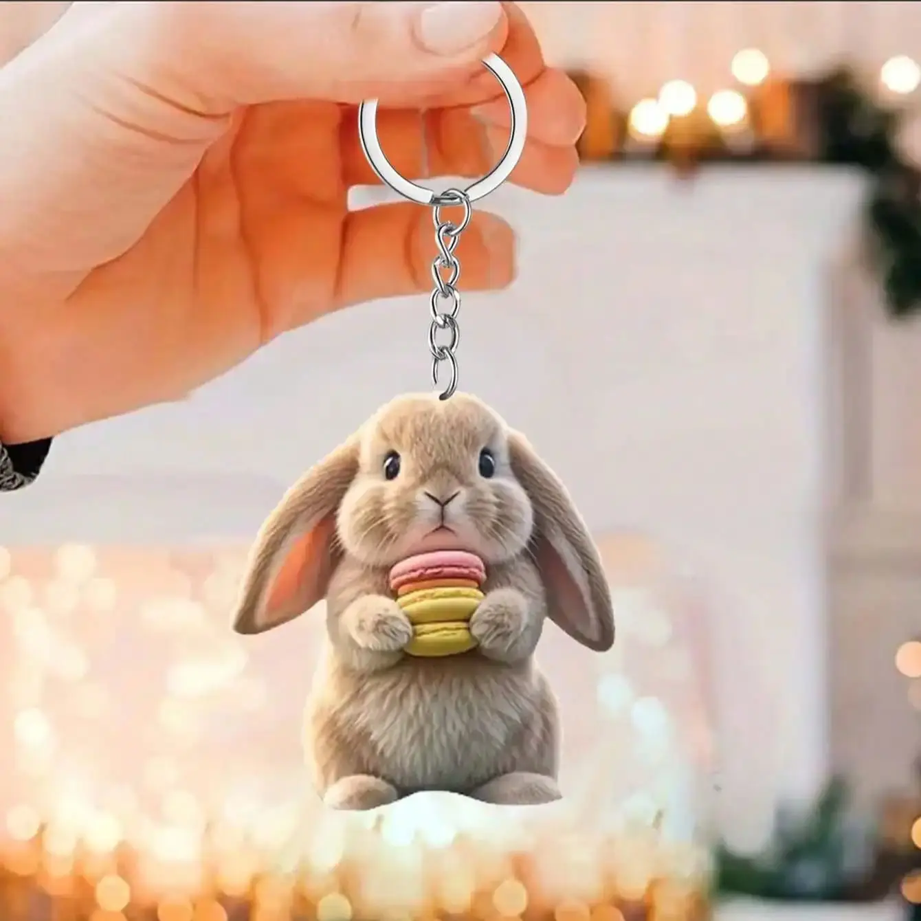 1PCS Cute Rabbit Pendant Multi functional Keychain Decoration Valentine's Day New Year Decoration Car Decoration