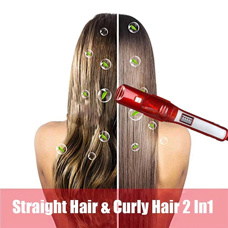 Portable electric ceramic liquid crystal display dual-function steam hair dryer with multiple temperature control.