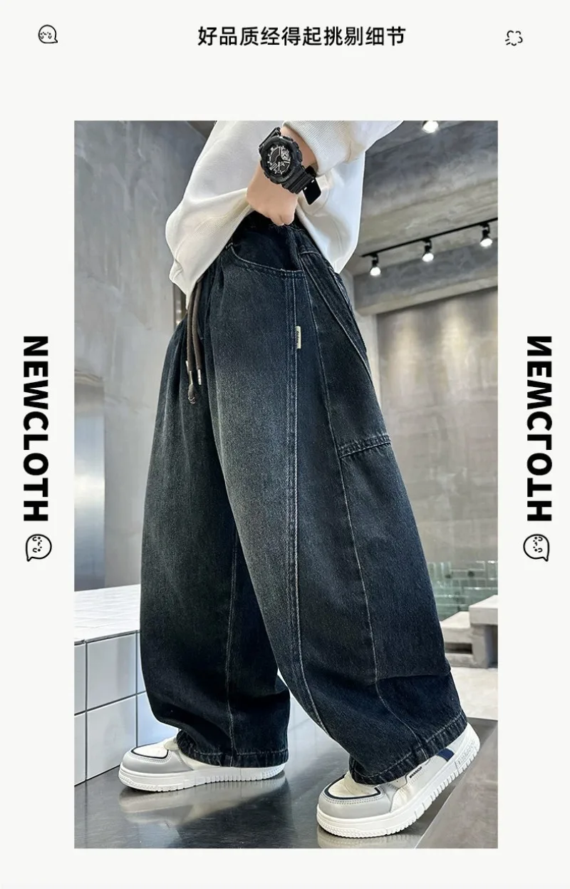 Teenager-Jungen-Jeans UNITIM 2026 Herbst Kinder-Jungen Vielseitige Patchwork-Jeans 4-14 Jahre Junge Jungen Schicke Gerade Hosen – Detail 9