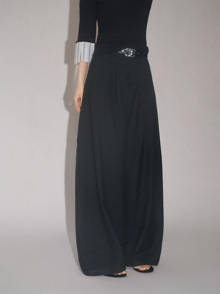 Spodnie garniturowe Olivia Duo z wysokim stanem i szerokimi nogawkami, luźne spodnie w stylu amerykańskim, eleganckie damskie spodnie premium, modne.