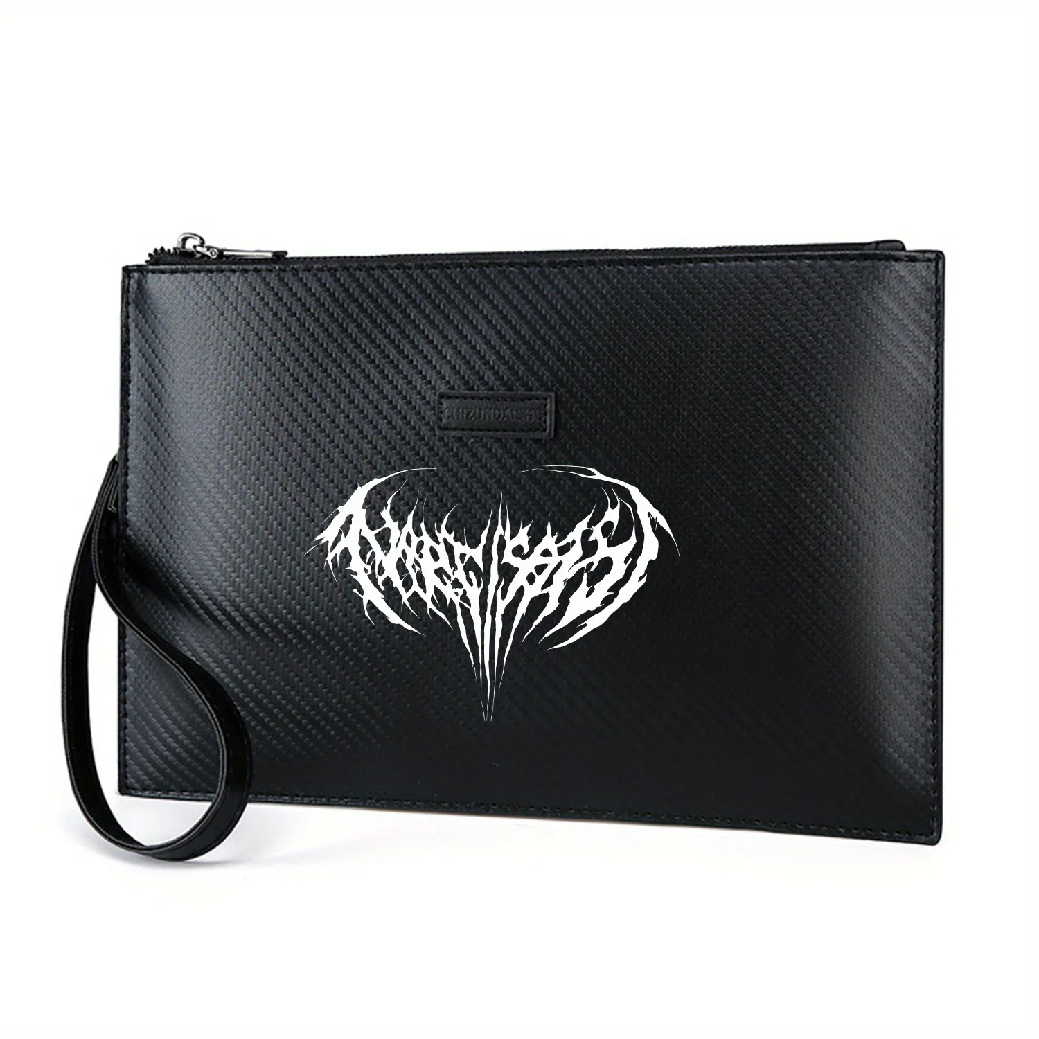 Abstract design,spikes,sharp white shapes Elegant Printed PU Men's Handbag Fashionable and Practical for Everyday Carry