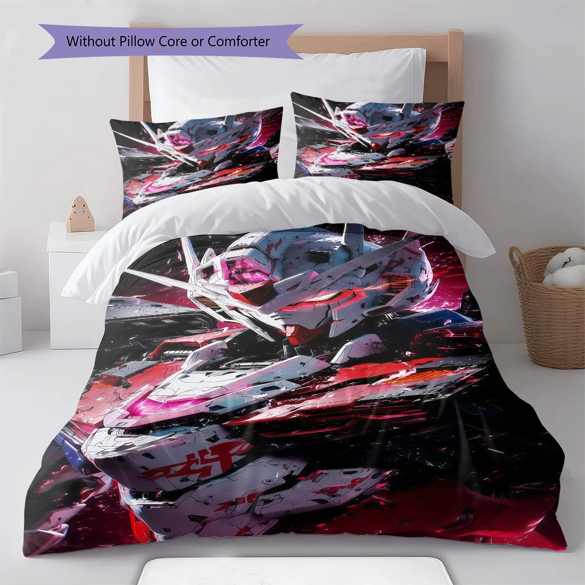 Gundam Chibi Cute Pose Bedding Set Anime Duvet Cover Polyester Soft Comforter Bedroom Set -QJY
