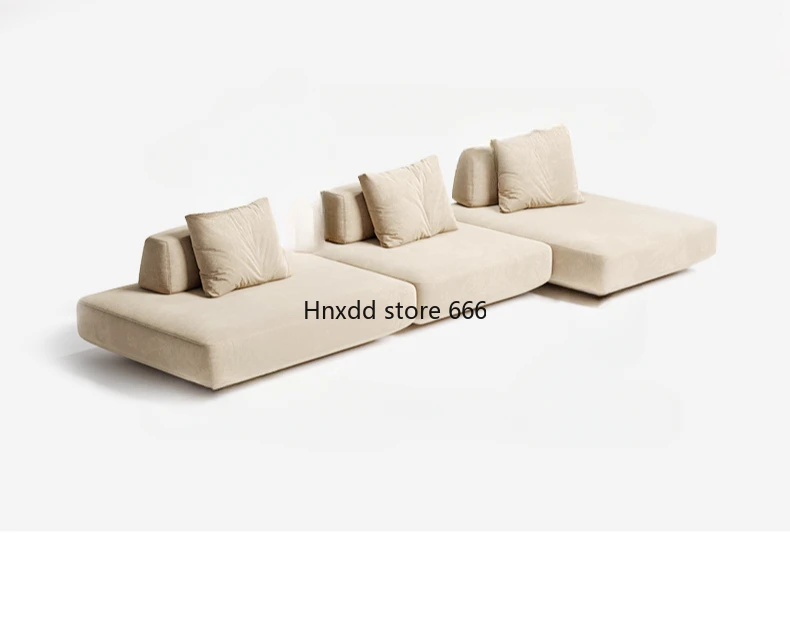 Double-sided three-sided mid-island square fabric movable backrest sofa