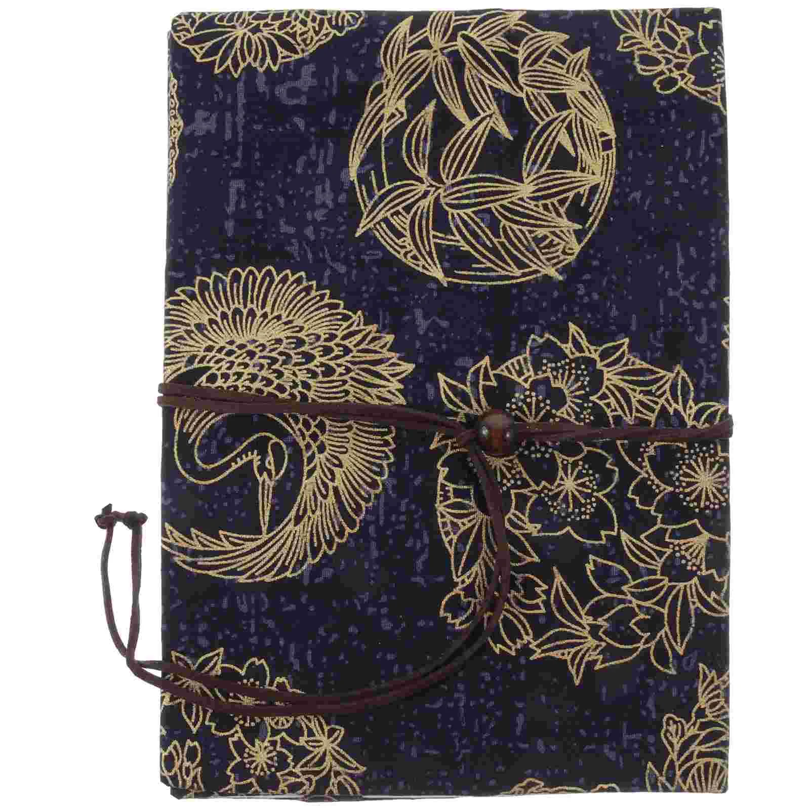 Couverture de livre en tissu patchwork teint bleu encre, protecteur décoratif, manche réglable, nettoyage ornemental