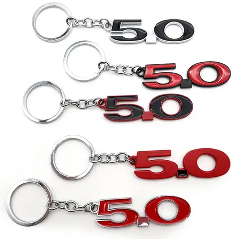 5.0 로고 배지 자동차 키 체인 금속 열쇠 고리 포드 머스탱 GT500 코브라 랜드 로버 코브라 포커스 SUV 자동 키 홀더 액세서리