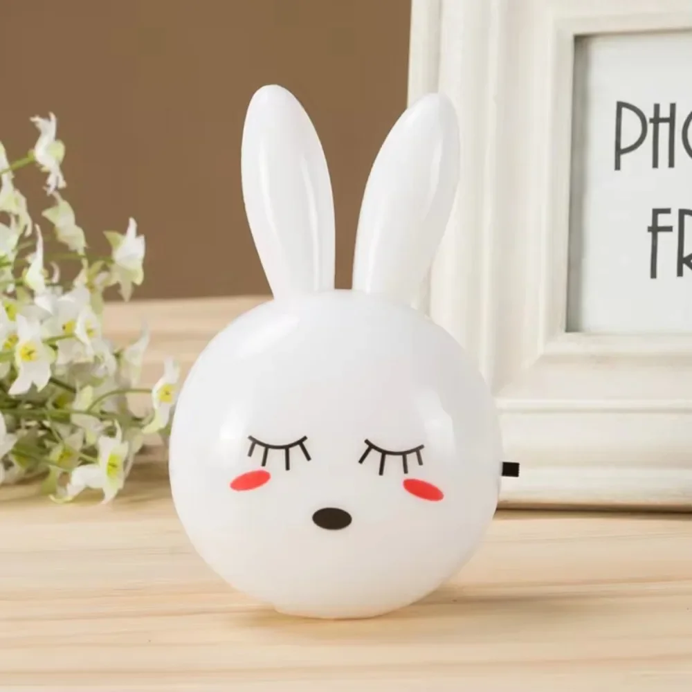Cartoon Rabbit LED Night Light AC110-220V Switch Wall Night Lamp with US Plug Gifts for Kid/Baby/Children Bedroom Bedside Lamp