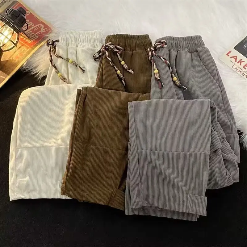 

Men Wide Leg Pants Casual Pants High Waist Full Length Pant Pockets Loose Solid Spring 2025 New Sports Patchwork High Street